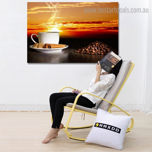 Coffee With Snacks Food & Beverage Landscape Framed Painting Picture Canvas Print for Room Wall Getup