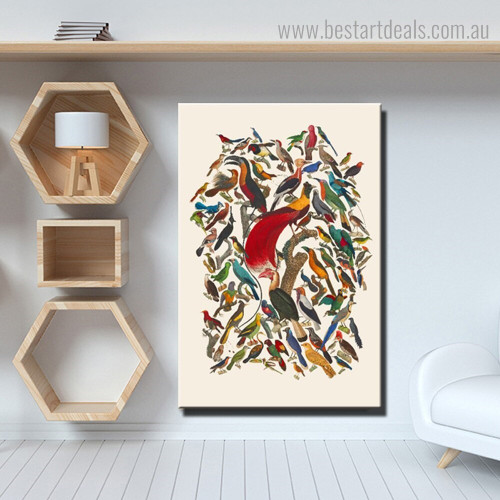 Congo Grey Parrot Bird Abstract Modern Framed Painting Image Canvas Print for Room Wall Outfit