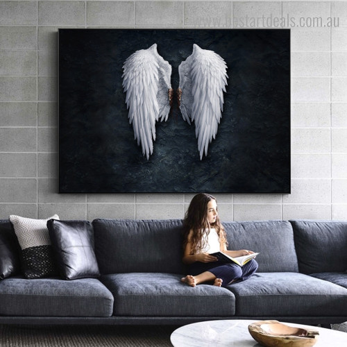 Angel Wings Abstract Framed Artwork Portrait Canvas Print for Room Wall Decor