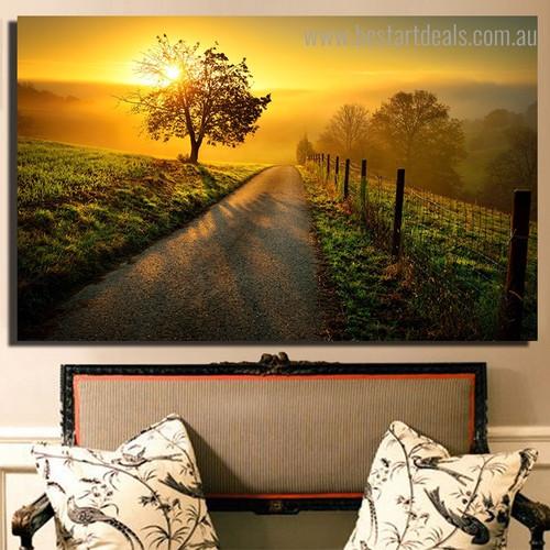 Sunset Scenery Nature Framed Painting Picture Canvas Print for Room Wall Adornment