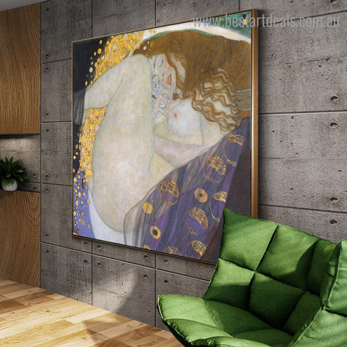 Portrait of Danae Gustav Klimt Framed Artwork Photo Canvas Print for Room Wall Getup