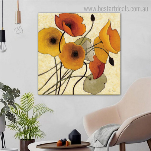Varicoloured Flowers Abstract Floral Framed Artwork Photo Canvas Print for Room Wall Flourish