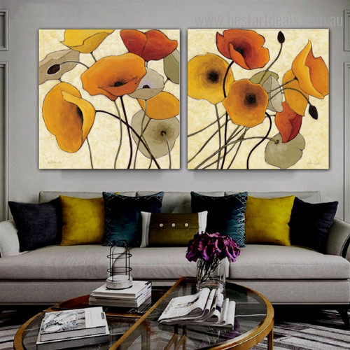 Dapple Flowerets Abstract Floral Framed Portraiture Photo Canvas Print for Room Wall Molding