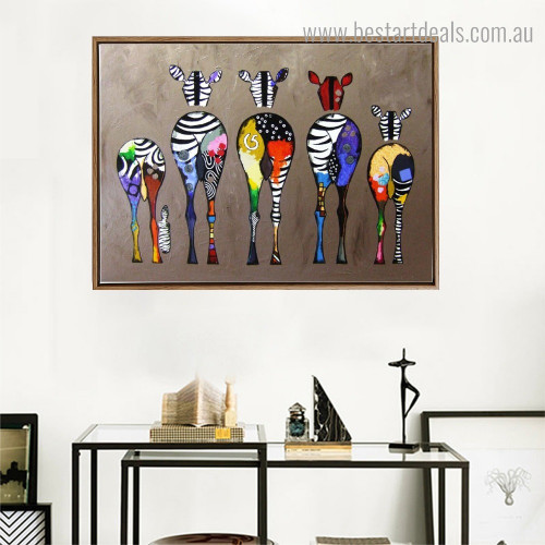 Dapple Zebra Backside Abstract Animal Modern Framed Painting Photo Canvas Print for Room Wall Garniture