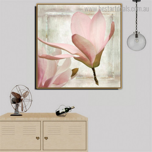 Pink Chinese Magnolia Floral Modern Framed Painting Pic Canvas Print for Room Wall Decor