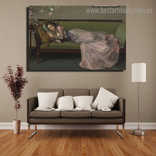 The Green Sofa John Lavery Reproduction Framed Painting Photo Canvas Print for Room Wall Decoration