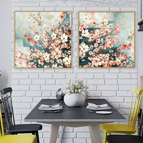 Dogwood Flowers Painting Print for Dining Room Wall Decor