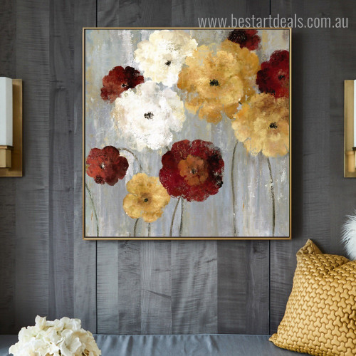 Colorific Blossoms Abstract Floral Framed Painting Image Canvas Print for Room Wall Embellishment