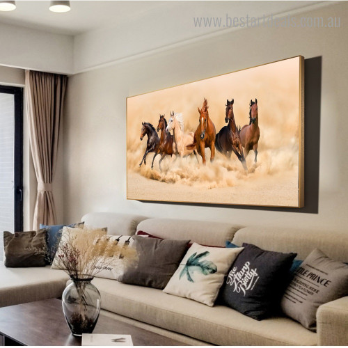 Six Horses Animal Modern Framed Portraiture Image Canvas Print for Room Wall Assortment