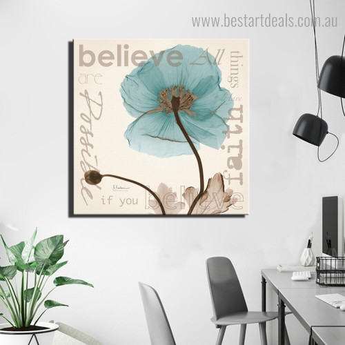 Believe Botanical Quote Framed Effigy Photo Canvas Print for Room Wall Adornment