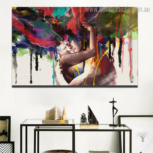 Thunder Couple Abstract Figure Framed Painting Image Canvas Print for Room Wall Outfit
