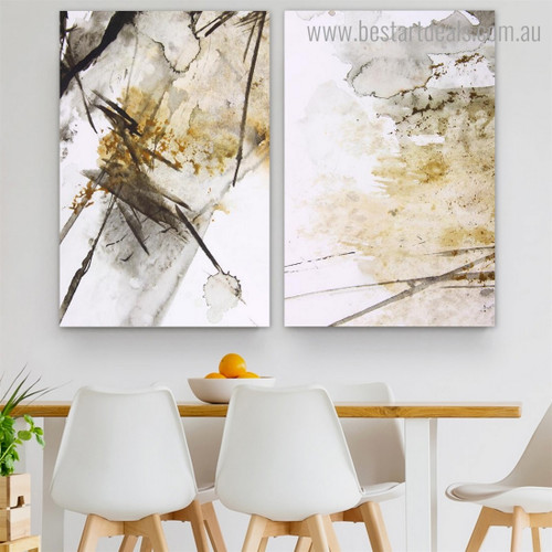 Golden Watercolor Abstract Modern Framed Artwork Portrait Canvas Print for Room Wall Disposition