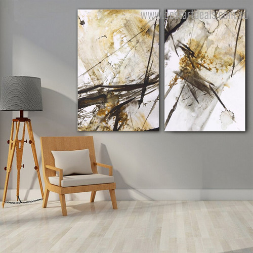 Golden Black Design Abstract Modern Framed Artwork Portrait Canvas Print for Room Wall Decoration