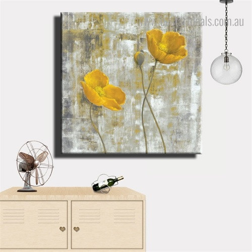 Papaver Cambricum Abstract Floral Modern Framed Painting Photo Canvas Print for Room Wall Getup