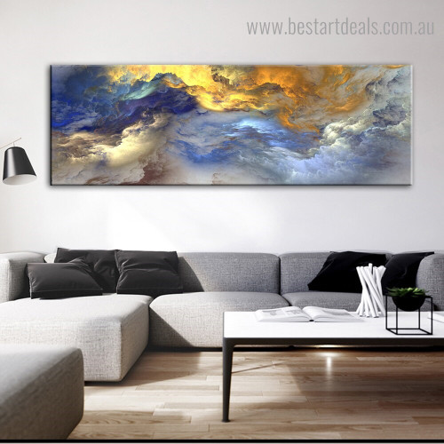 Golden Clouds Abstract Modern Framed Painting Photo Canvas Print for Room Wall Outfit