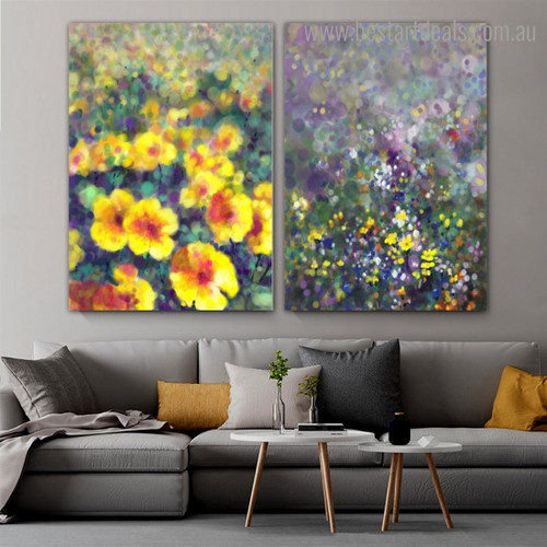 Garden of Blooms Abstract Botanical Framed Painting Picture Canvas Print for Room Wall Getup