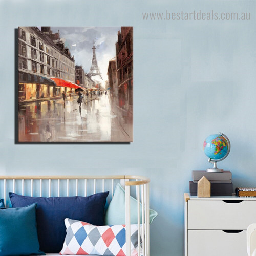 Tower Abstract City Impressionist Modern Framed Painting Picture Canvas Print for Room Wall Onlay