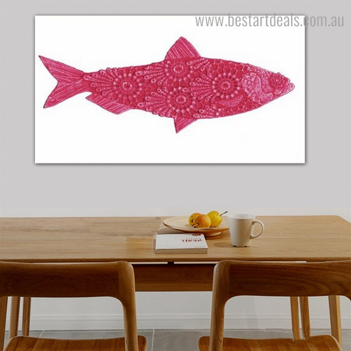Red Fish Animal Modern Framed Artwork Picture Canvas Print for Room Wall Decoration