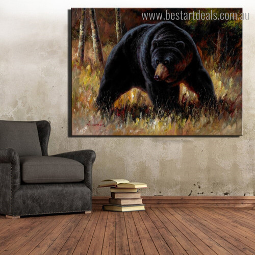 Big Black Bear Animal Landscape Framed Painting Photo Canvas Print for Room Wall Assortment