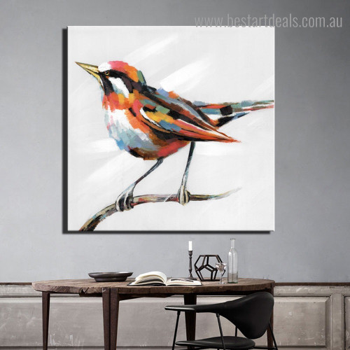 Magpie Abstract Bird Modern Framed Painting Image Canvas Print for Room Wall Ornamentation