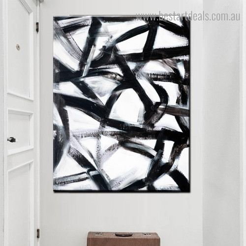 Black Bold Lines Abstract Modern Framed Painting Picture Canvas Print for Room Wall Decoration