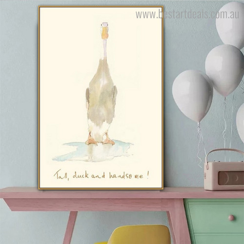 Duck and Handsome Abstract Bird Framed Painting Picture Canvas Print for Room Wall Decor
