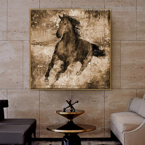 Chromatic Horse Abstract Animal Modern Framed Smudge Portrait Canvas Print for Room Wall Onlay