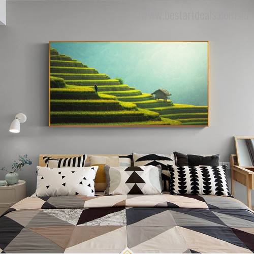 Vietnam Rice Fields Landscape Nature Framed Painting Photo Canvas Print for Room Wall Decoration