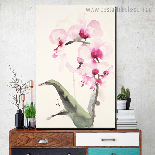 Pink Magnolia Abstract Botanical Modern Framed Artwork Portrait Canvas Print for Room Wall Garniture