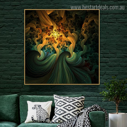 Fractal Bloom Abstract Floral Modern Framed Scheme Portrait Canvas Print for Room Wall Finery