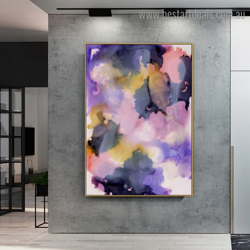 Purple Pink Abstract Watercolor Modern Framed Painting Pic Canvas Print for Room Wall Adornment