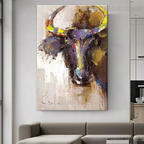 Buffalo Face Abstract Animal Modern Framed Painting Picture Canvas Print for Room Wall Decoration