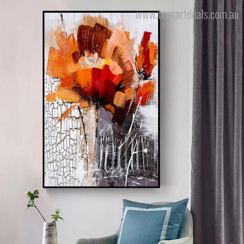 Polychromatic Bloom Abstract Botanical Framed Painting Image Canvas Print for Room Wall Onlay