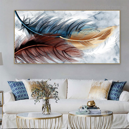 Varicolored Plumes Abstract Modern Framed Smudge Portrait Canvas Print for Room Wall Onlay