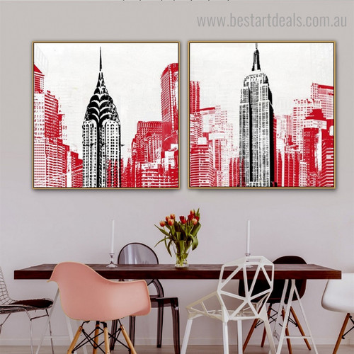 Empire and Chrysler Abstract City Framed Effigy Photo Canvas Print for Room Wall Garnish