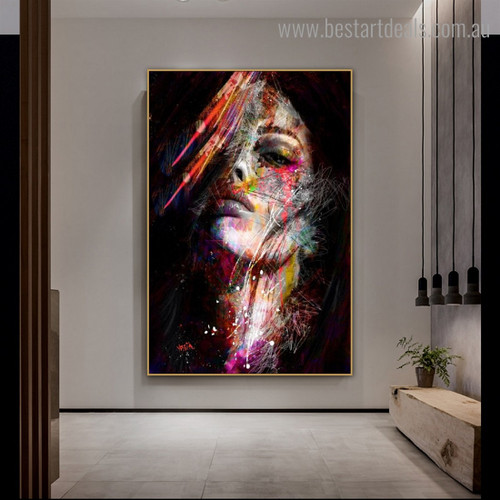 Motley Wench Abstract Figure Graffiti Framed Smudge Image Canvas Print for Room Wall Assortment