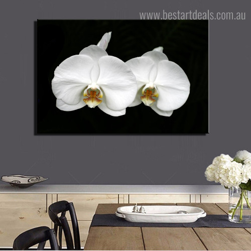 Moon Orchid Floral Modern Framed Artwork Image Canvas Print for Room Wall Disposition