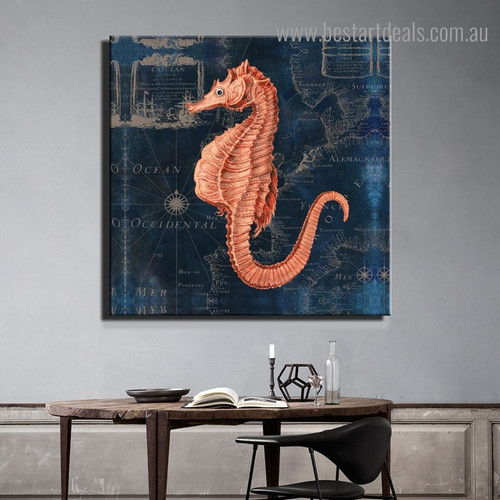 Seahorse Abstract Animal Modern Framed Artwork Pic Canvas Print for Room Wall Onlay