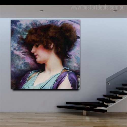 Far Thoughts Figure Reproduction Vintage Framed Painting Portrait Canvas Print for Room Wall Assortment