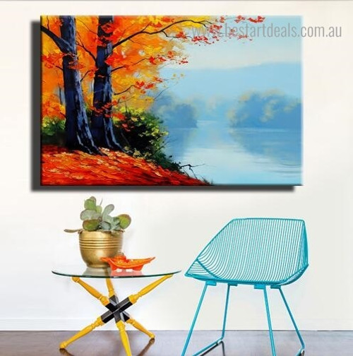 Autumn Mausam Landscape Nature Framed Painting Picture Canvas Print for Room Wall Flourish