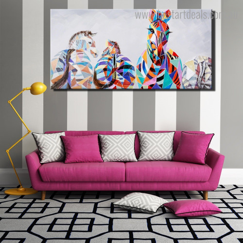 Colorful Zebras Animal Modern Framed Painting Picture Canvas Print for Room Wall Onlay 