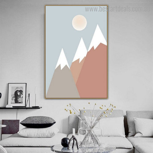 Multicolored Mountains Landscape Kids Framed Painting Photo Canvas Print for Wall Hanging Decor