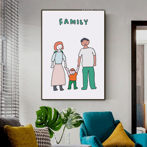 Family Abstract Kids Framed Artwork Photo Canvas Print for Room Wall Decoration