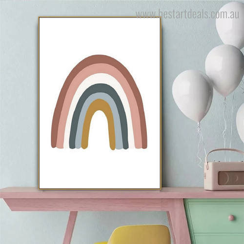 Multicoloured Rainbow Abstract Kids Framed Painting Pic Canvas Print for Room Wall Decor