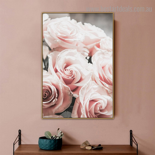 Rose Posy Floral Contemporary Framed Painting Photo Canvas Print for Room Wall Decor