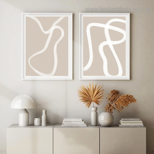 Sinuate Trails Abstract Contemporary Framed Artwork Portrait Canvas Print for Room Wall Tracery