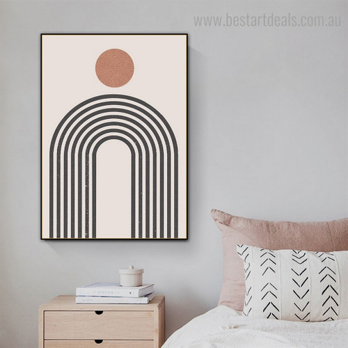 Spherical Strokes Abstract Minimalist Framed Painting Picture Canvas Print for Room Wall Finery