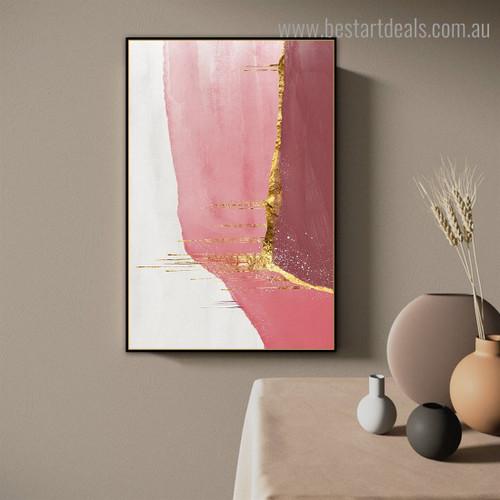 Pink White Abstract Contemporary Framed Artwork Photo Canvas Print for Room Wall Ornament