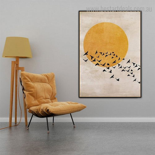 Birds Horde Scandinavian Framed Painting Picture Canvas Print for Room Wall Assortment