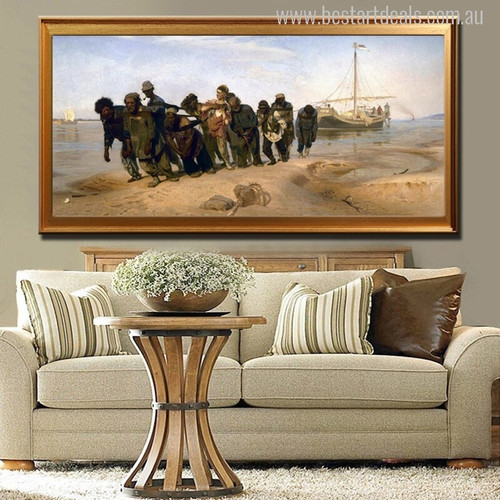 Barge Haulers on the Volga Painting Canvas Print for Living Room Decor
